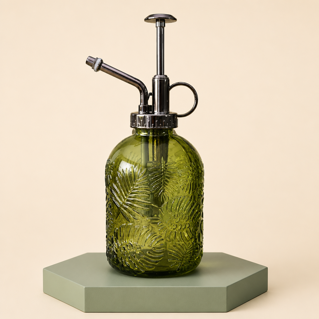 Glass Plant Mister with Monstera Leaf Design