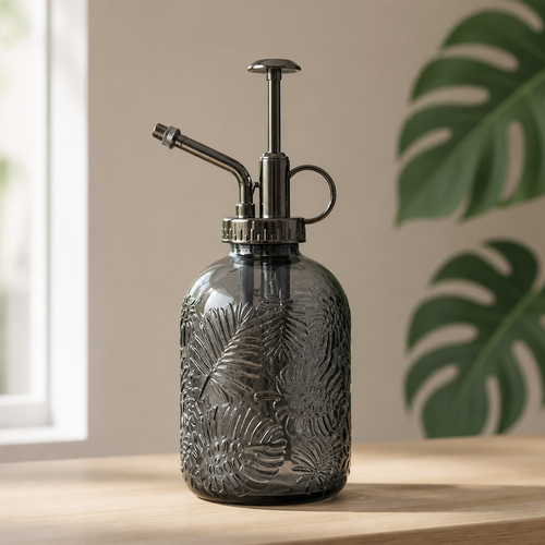 Glass Plant Mister with Monstera Leaf Design
